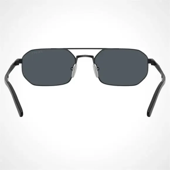 New PRADA Sunglasses Black Metal Mens Grey Lens Square Pilot 55-19-140mm - Picture 4 of 5